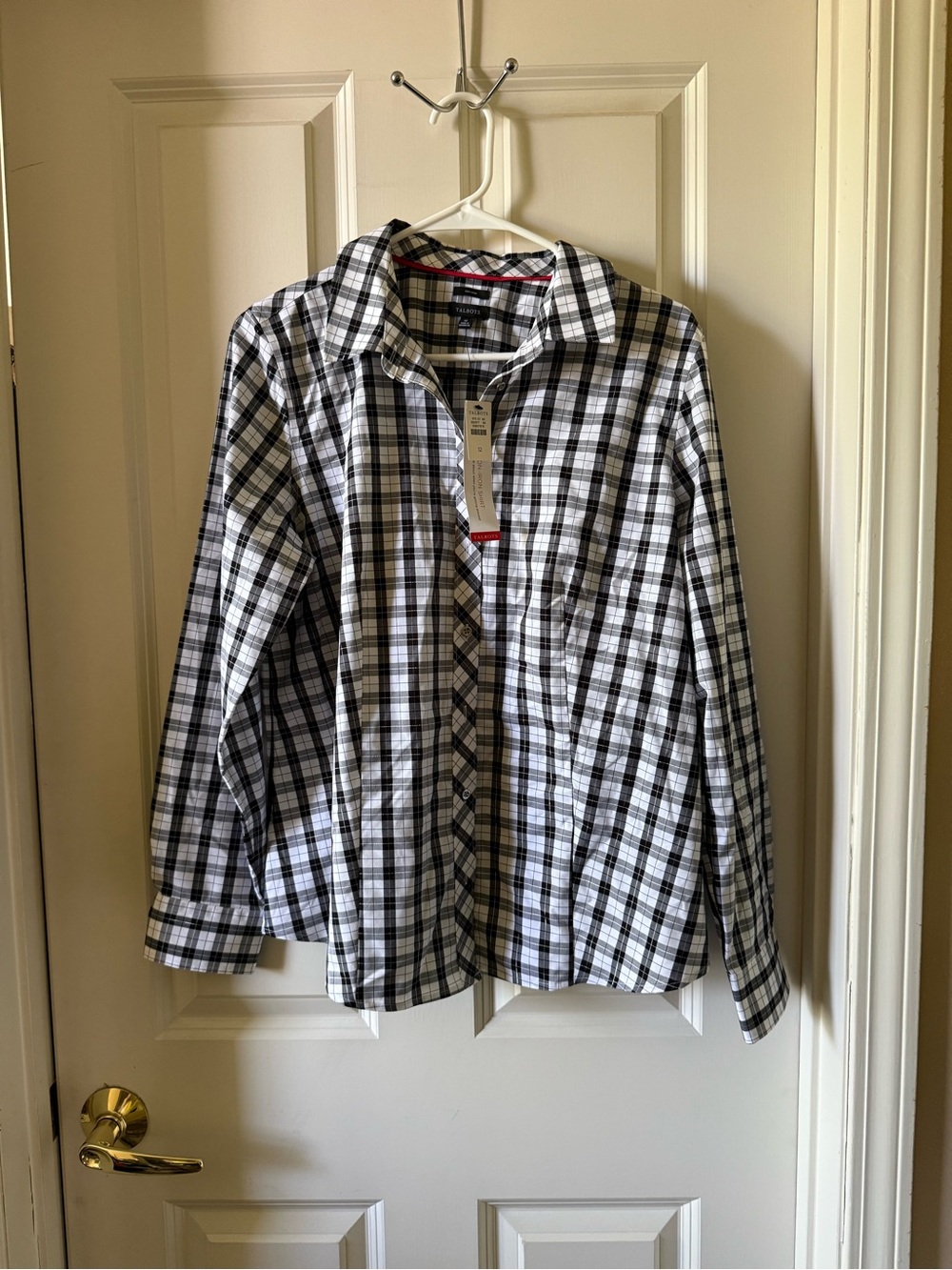 Talbots Black and White Plaid Button-Down Shirt - Women’s